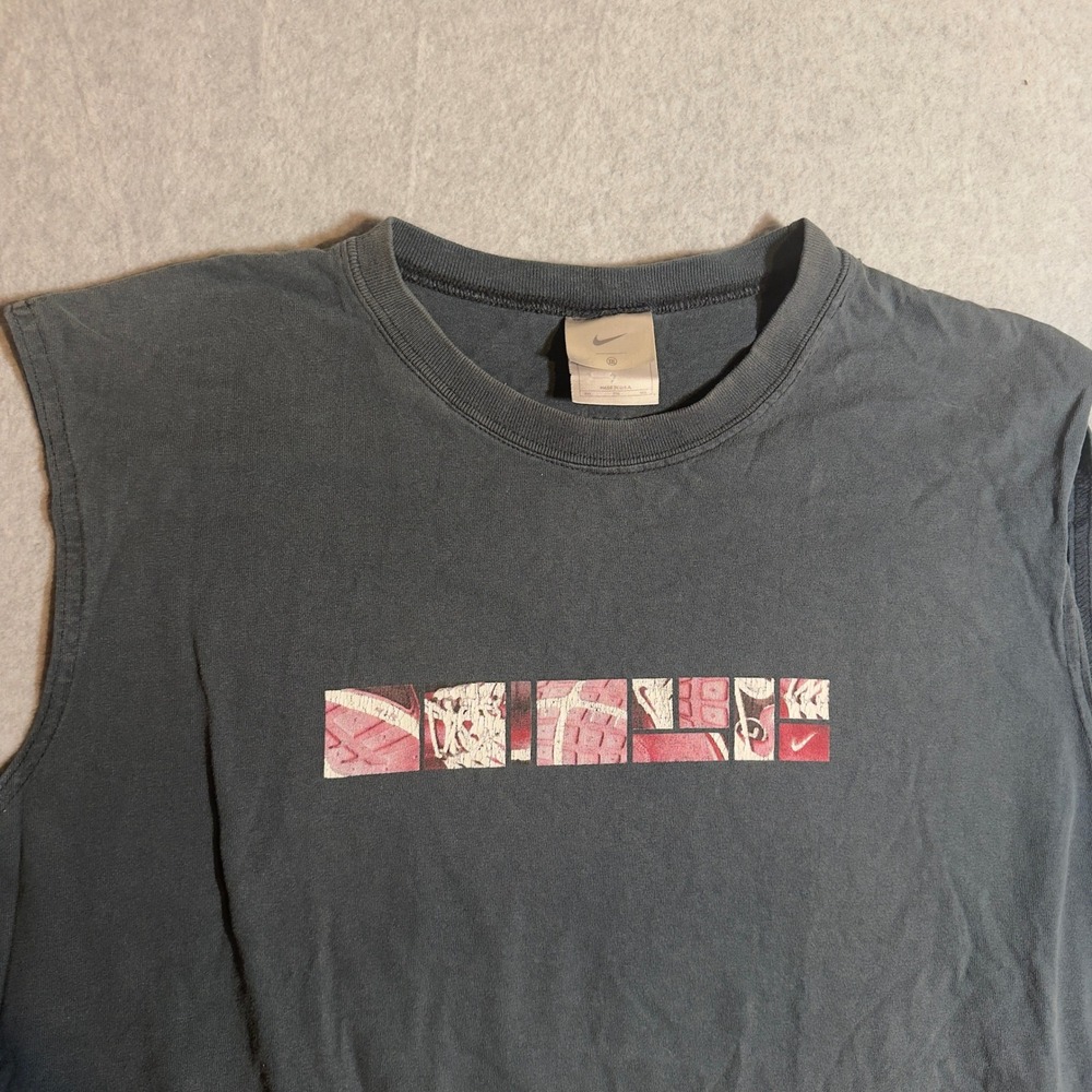 Vintage Nike Mens XXL Sleeveless T Shirt Gray Muscle Made in USA 90s Nice Fade